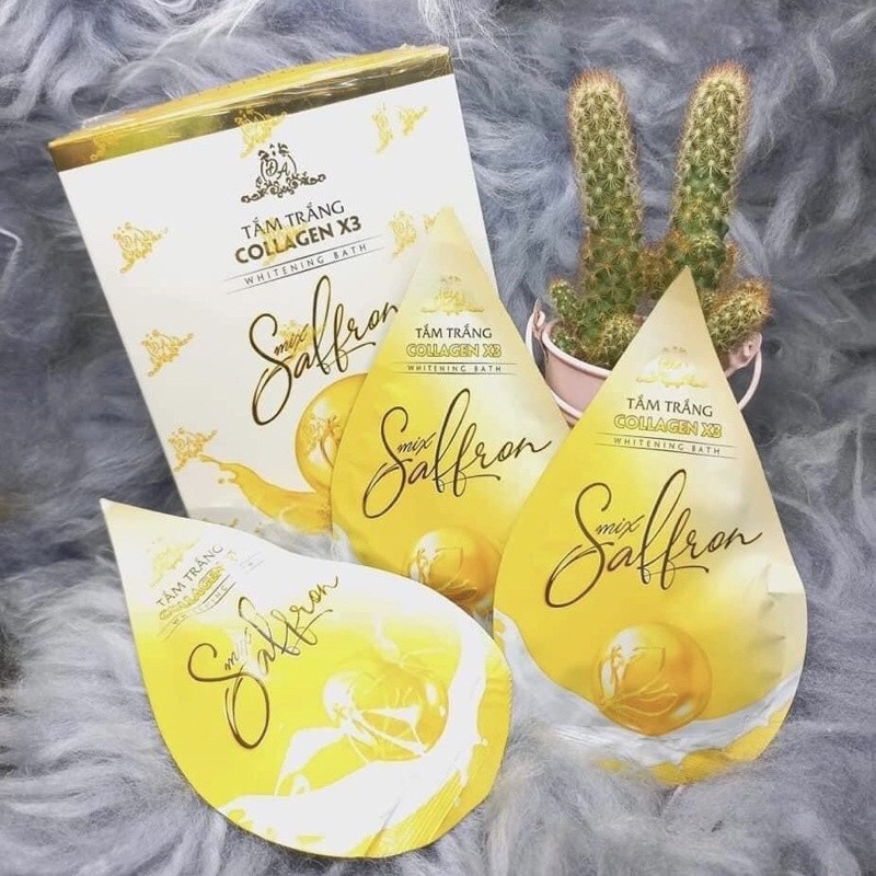 Tắm trắng Collagen X3 Luxury Mix Saffron Đông Anh - Hộp 3 Gói Tắm trắng Collagen X3 Luxury Mix Saffron Đông Anh - Hộp 3 Gói