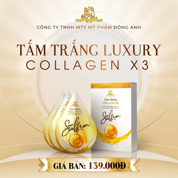 Tắm trắng Collagen X3 Luxury Mix Saffron Đông Anh - Hộp 3 Gói Tắm trắng Collagen X3 Luxury Mix Saffron Đông Anh - Hộp 3 Gói