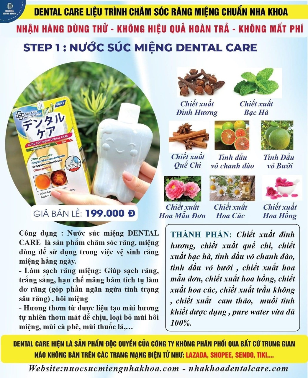 Nước súc miệng Dental Care chuẩn màu mẫu như hình