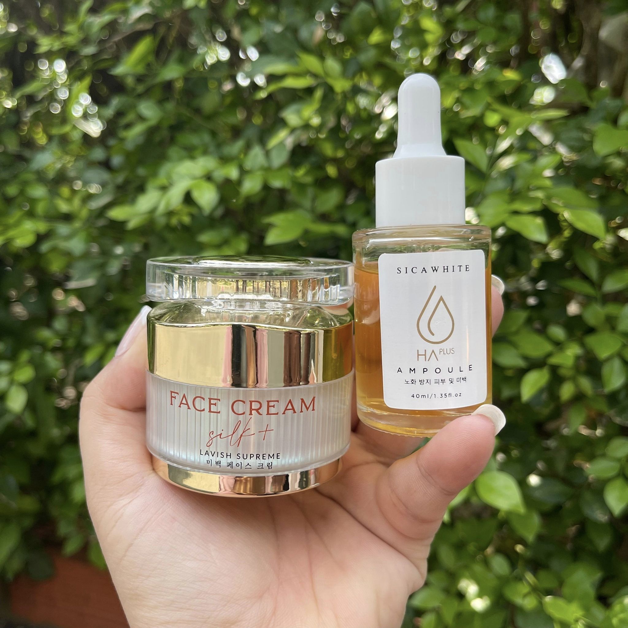 Combo căng bóng trắng hồng Sirum HA và Face Lụa Combo căng bóng trắng hồng Sirum HA và Face Lụa