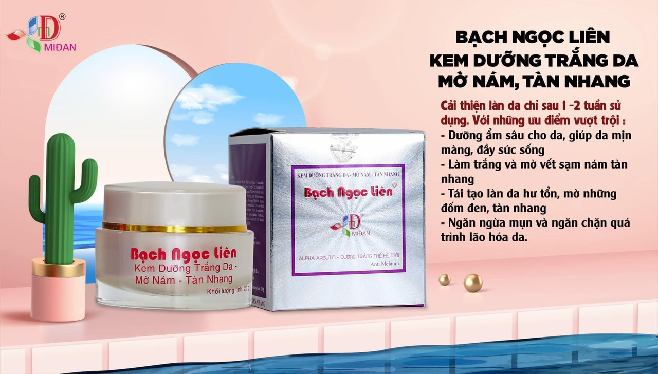 Bạch Ngọc Liên tím dòng kem face dưỡng trắng da mờ nám tàn nhang