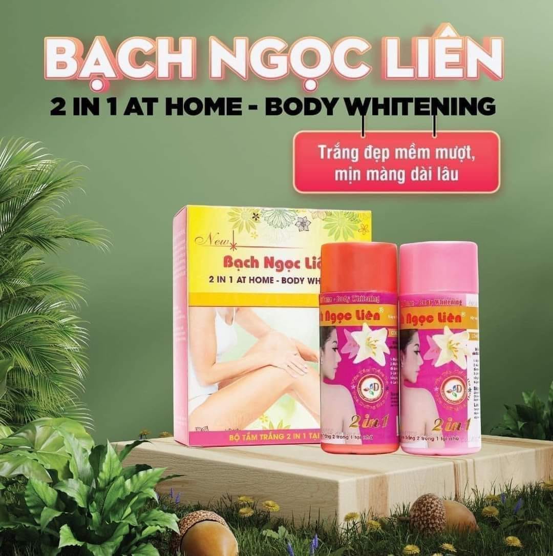 Ai da chai lì sử dụng nhiều kem Body mà không bật tone lên được thì xài combo Tắm trắng Bạch Ngọc Liên 2in1 At Home Body Whitening Ai da chai lì sử dụng nhiều kem Body mà không bật tone lên được thì xài combo Tắm trắng Bạch Ngọc Liên 2in1 At Home Body Whitening