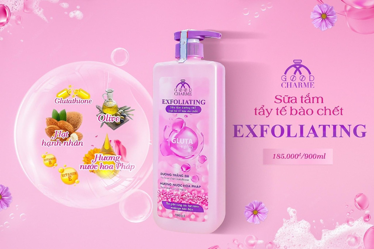 Mềm mịn hơn tức thì với sữa tắm tẩy da chết Charme Exfoliating