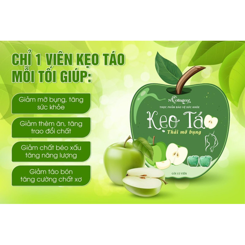 Kẹo Táo Thải Mỡ Bụng N Collagen 15 Viên Kẹo Táo Thải Mỡ Bụng N Collagen 15 Viên
