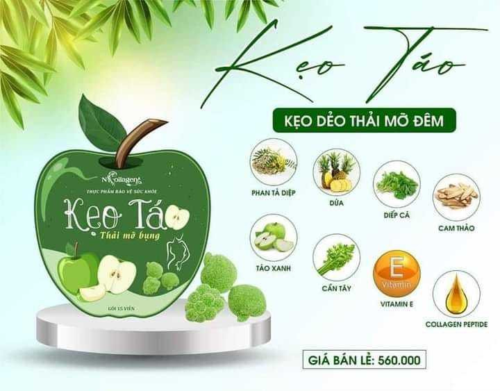 Kẹo Táo Thải Mỡ Bụng N Collagen 15 Viên Kẹo Táo Thải Mỡ Bụng N Collagen 15 Viên