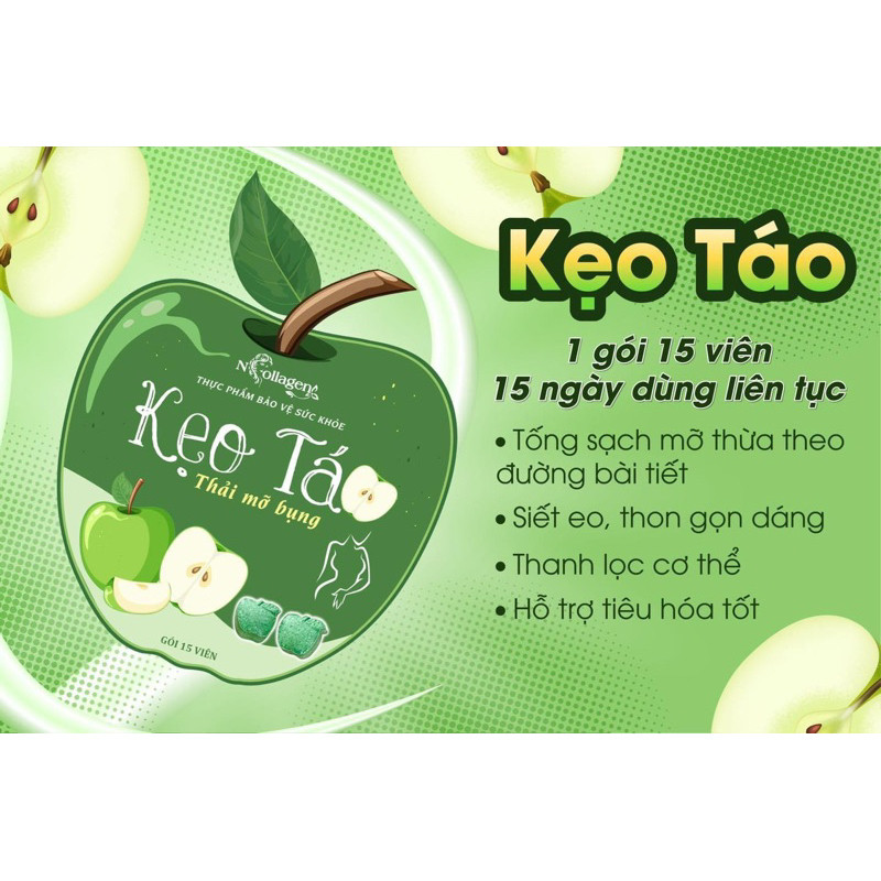 Kẹo Táo Thải Mỡ Bụng N Collagen 15 Viên Kẹo Táo Thải Mỡ Bụng N Collagen 15 Viên