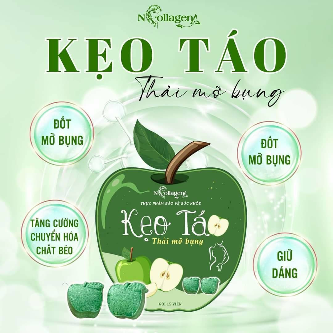 Kẹo Táo Thải Mỡ Bụng N Collagen 15 Viên Kẹo Táo Thải Mỡ Bụng N Collagen 15 Viên