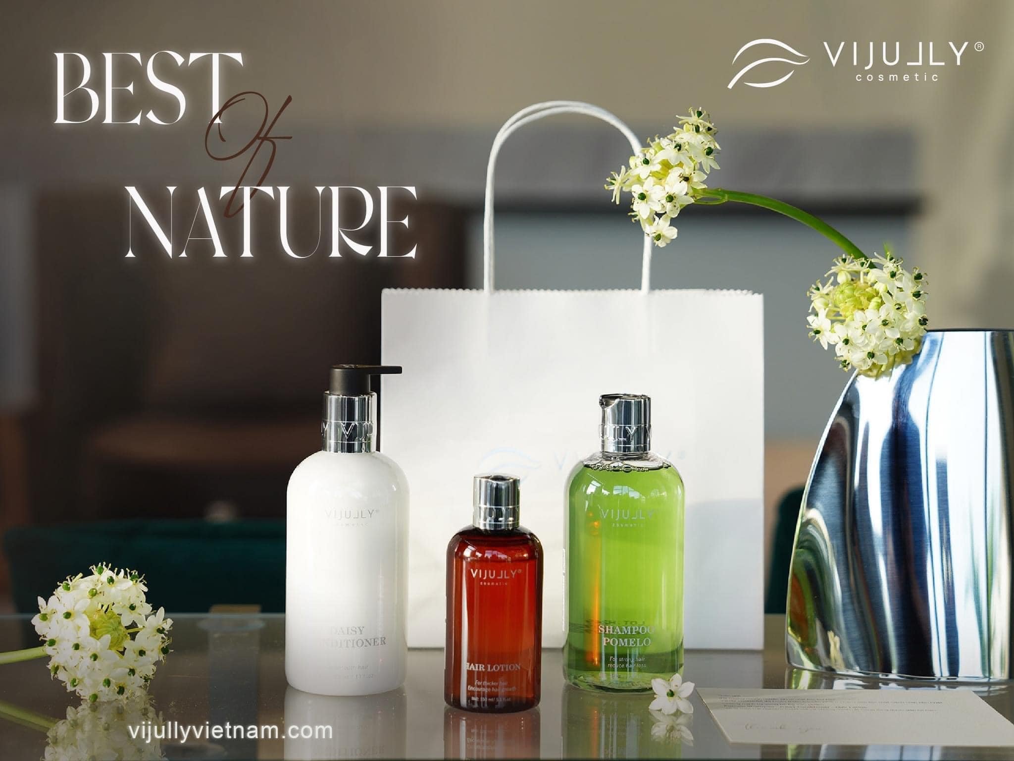 Combo Dầu Gội Xả Xịt Bưởi Vijully Phiên Bản Mới