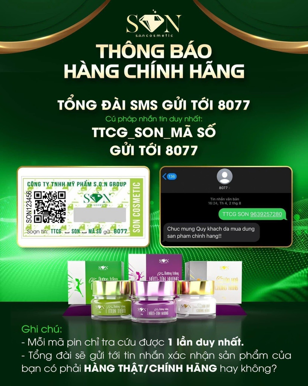 THÔNG BÁO Kính Gửi : Quý khách hàng của Công Ty TNHH Mỹ Phẩm Son Group THÔNG BÁO Kính Gửi : Quý khách hàng của Công Ty TNHH Mỹ Phẩm Son Group