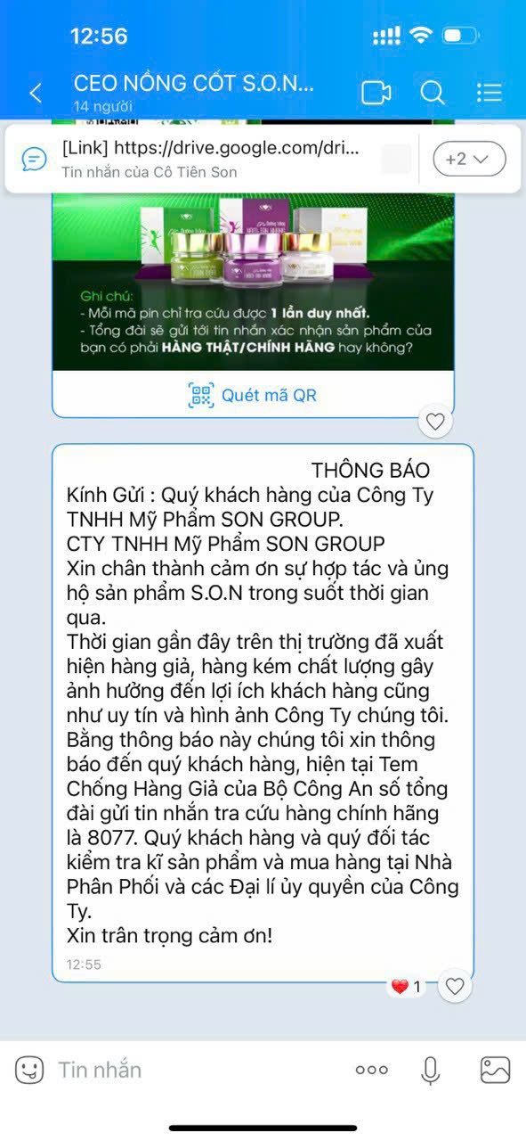 THÔNG BÁO Kính Gửi : Quý khách hàng của Công Ty TNHH Mỹ Phẩm Son Group THÔNG BÁO Kính Gửi : Quý khách hàng của Công Ty TNHH Mỹ Phẩm Son Group
