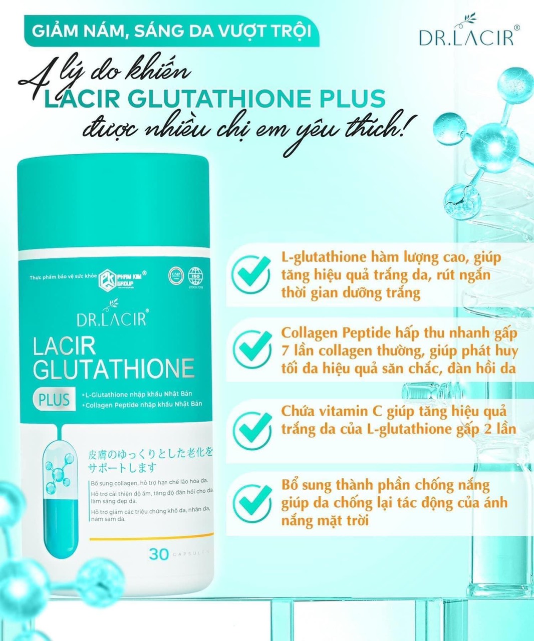 Chính thức lộ diện siêu phẩm Lacir Glutathione Plus vũ khí tuyệt đỉnh xử lý nám tận gốc Chính thức lộ diện siêu phẩm Lacir Glutathione Plus vũ khí tuyệt đỉnh xử lý nám tận gốc