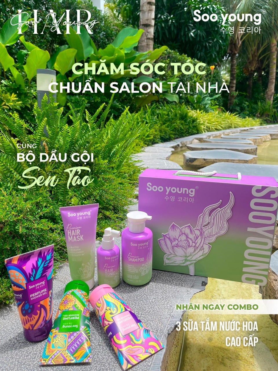 Bộ chăm sóc tóc Sen Tảo SooYoung Hair Bộ chăm sóc tóc Sen Tảo SooYoung Hair