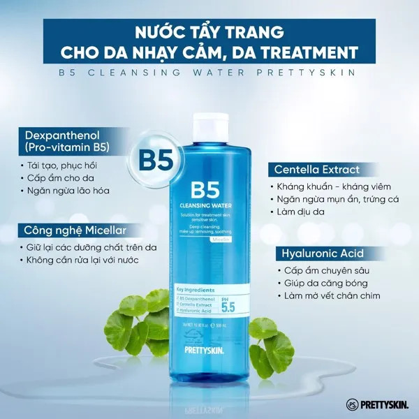 Nước Tẩy Trang Phục Hồi Cho Da Nhạy Cảm Pretty Skin B5 Cleansing Water Nước Tẩy Trang Phục Hồi Cho Da Nhạy Cảm Pretty Skin B5 Cleansing Water