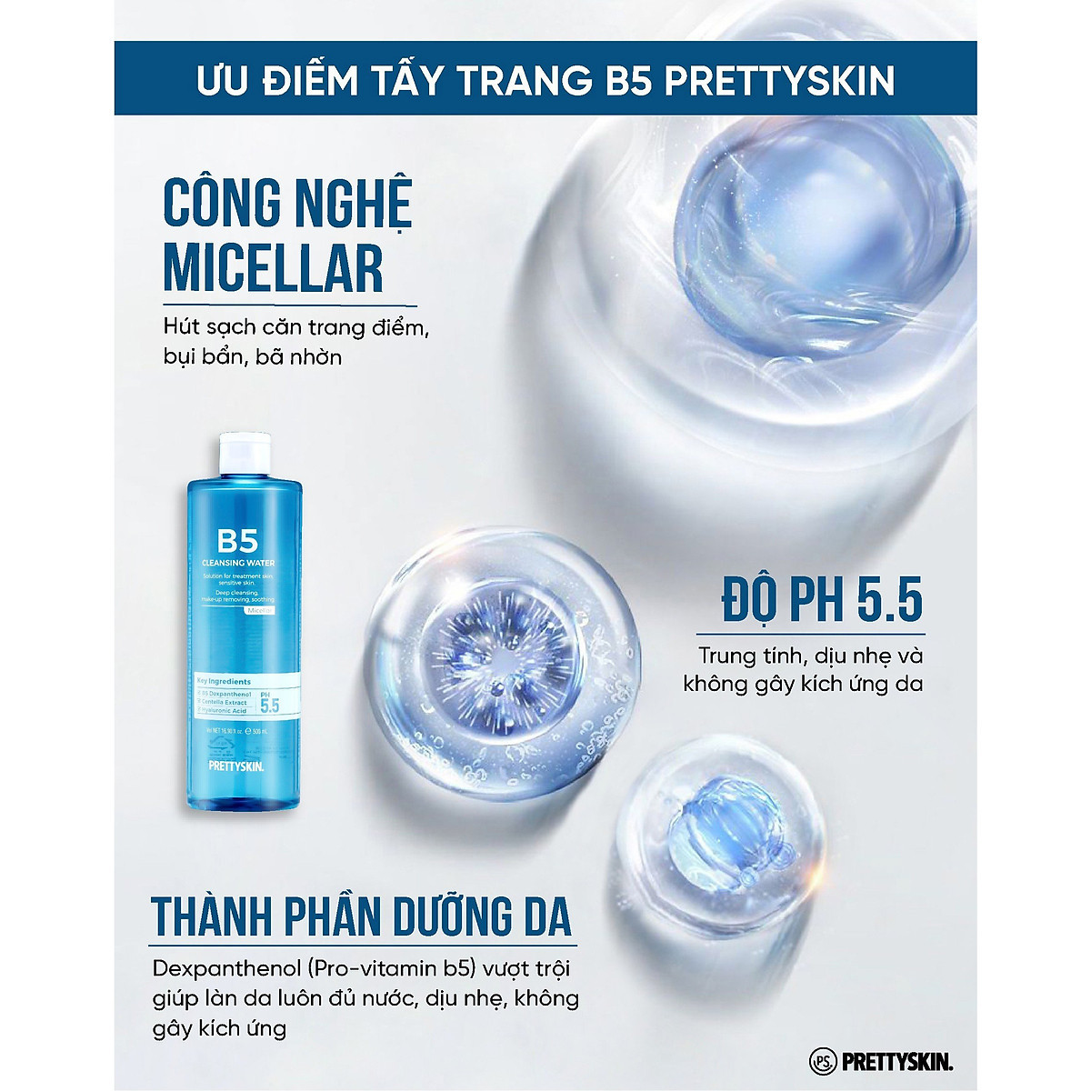 Nước Tẩy Trang Phục Hồi Cho Da Nhạy Cảm Pretty Skin B5 Cleansing Water Nước Tẩy Trang Phục Hồi Cho Da Nhạy Cảm Pretty Skin B5 Cleansing Water