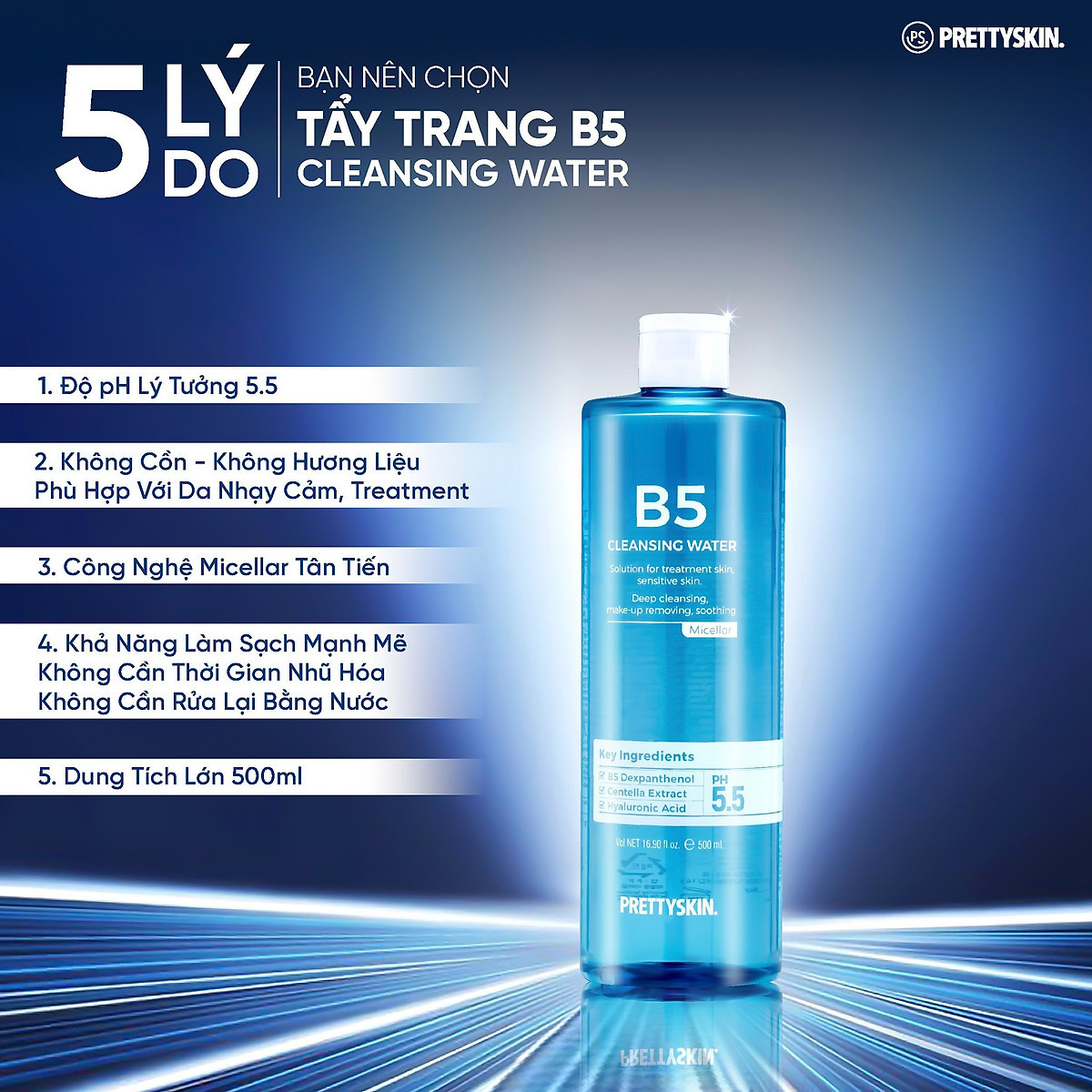 Nước Tẩy Trang Phục Hồi Cho Da Nhạy Cảm Pretty Skin B5 Cleansing Water Nước Tẩy Trang Phục Hồi Cho Da Nhạy Cảm Pretty Skin B5 Cleansing Water