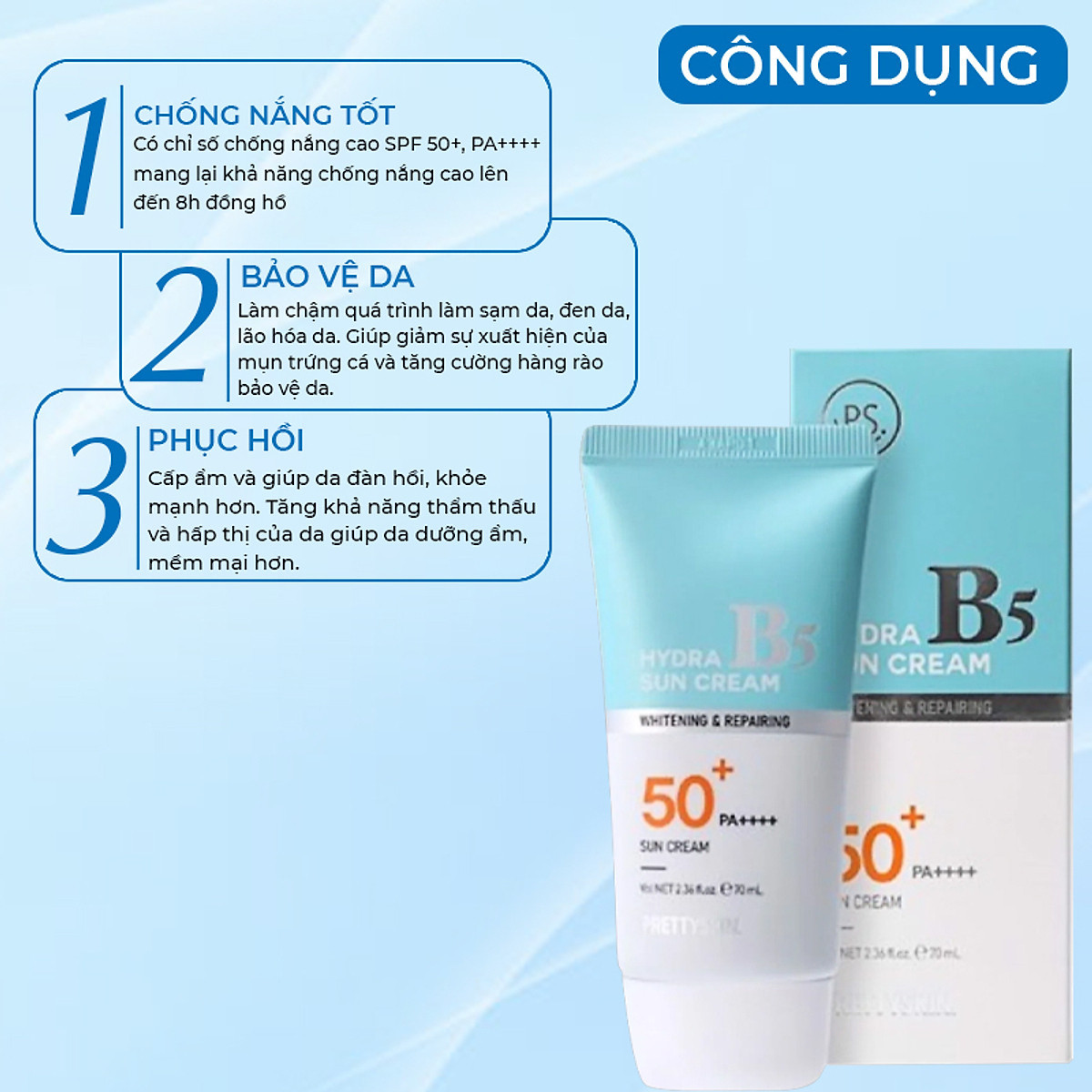 Kem chống nắng Prettyskin Hydra Sun Cream B5 SPF50+ PA++++ Kem chống nắng Prettyskin Hydra Sun Cream B5 SPF50+ PA++++
