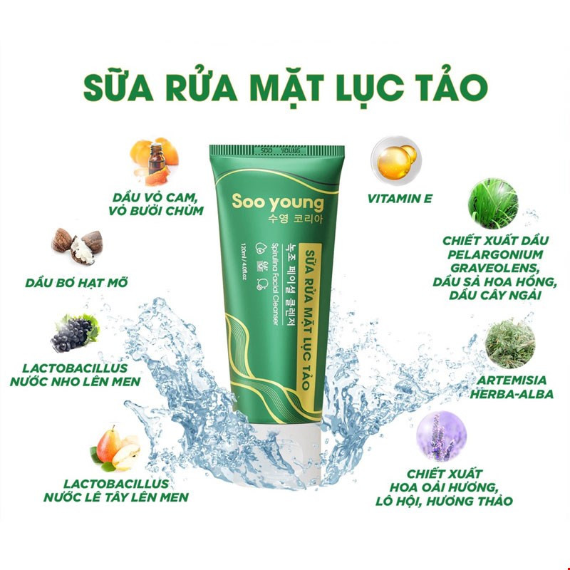 Sữa Rửa Mặt Lục Tảo Soo Yong với Sữa rửa mặt Sữa Rửa Mặt Lục Tảo Soo Yong với Sữa rửa mặt
