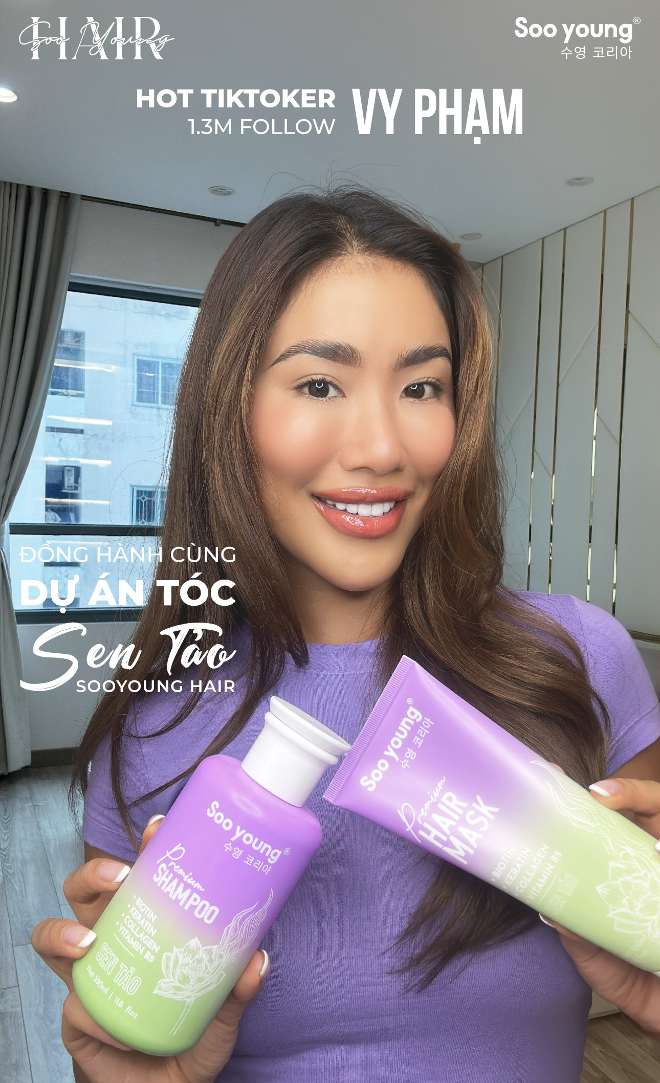 Hot Tiktoker Vy Phạm 1.3m Follow đồng hành cùng dự án Sen Tảo SooYoung Hair Hot Tiktoker Vy Phạm 1.3m Follow đồng hành cùng dự án Sen Tảo SooYoung Hair