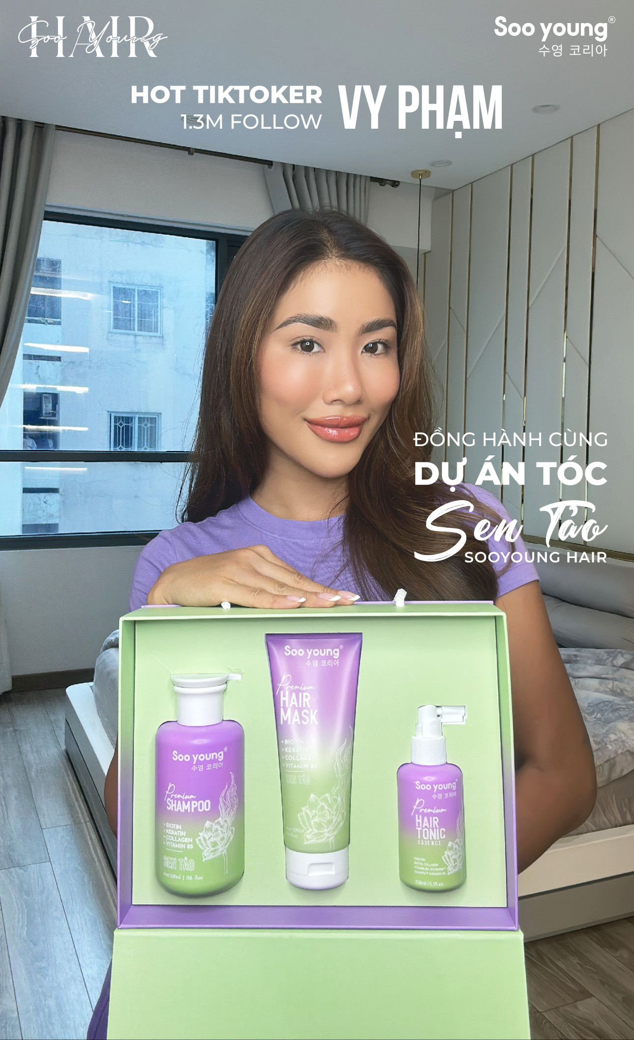 Hot Tiktoker Vy Phạm 1.3m Follow đồng hành cùng dự án Sen Tảo SooYoung Hair Hot Tiktoker Vy Phạm 1.3m Follow đồng hành cùng dự án Sen Tảo SooYoung Hair