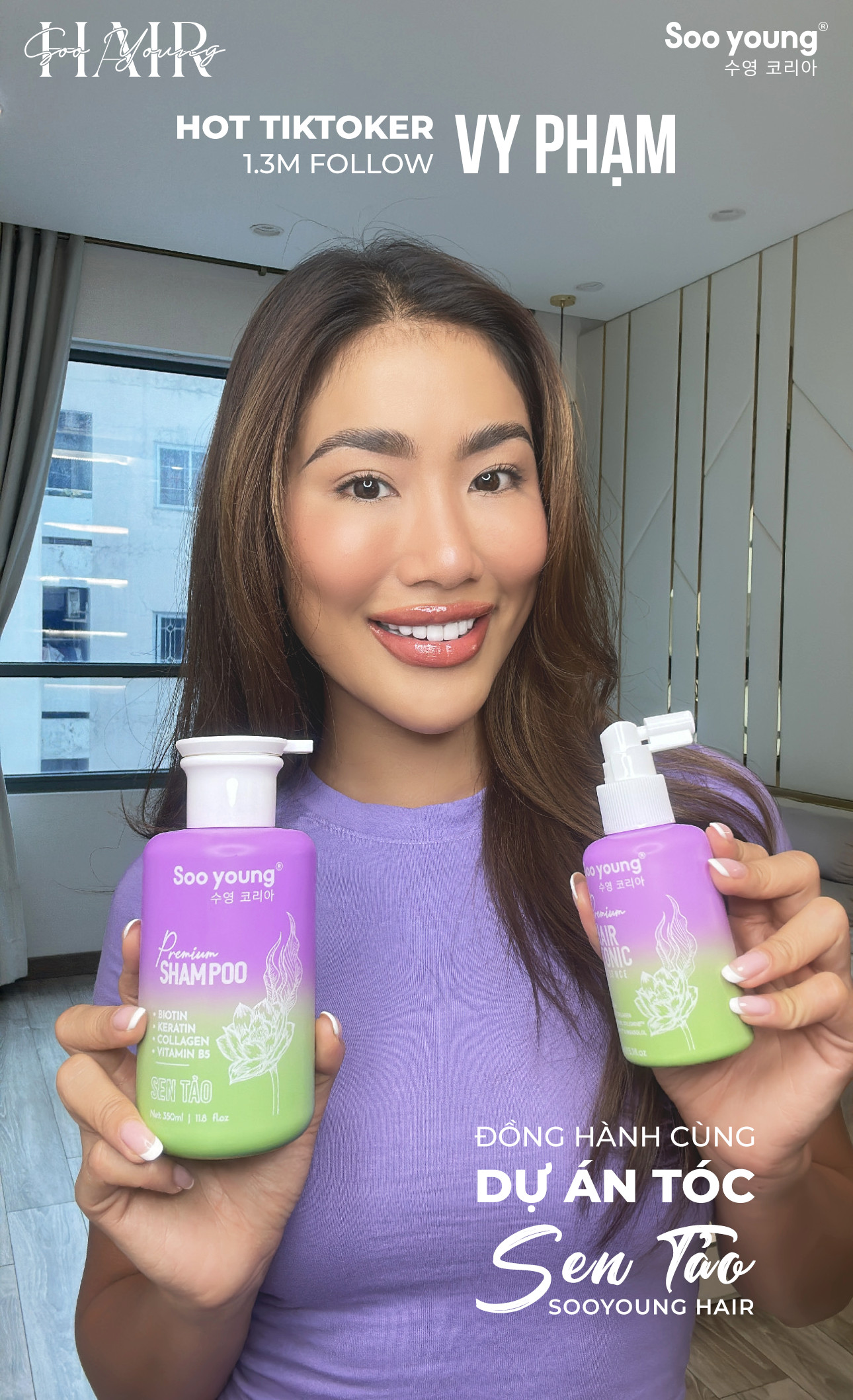 Hot Tiktoker Vy Phạm 1.3m Follow đồng hành cùng dự án Sen Tảo SooYoung Hair Hot Tiktoker Vy Phạm 1.3m Follow đồng hành cùng dự án Sen Tảo SooYoung Hair