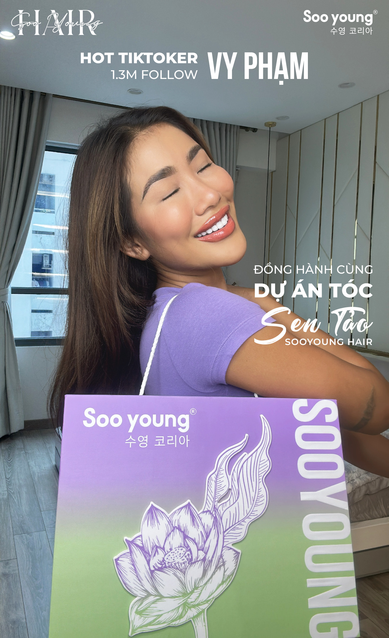 Hot Tiktoker Vy Phạm 1.3m Follow đồng hành cùng dự án Sen Tảo SooYoung Hair Hot Tiktoker Vy Phạm 1.3m Follow đồng hành cùng dự án Sen Tảo SooYoung Hair