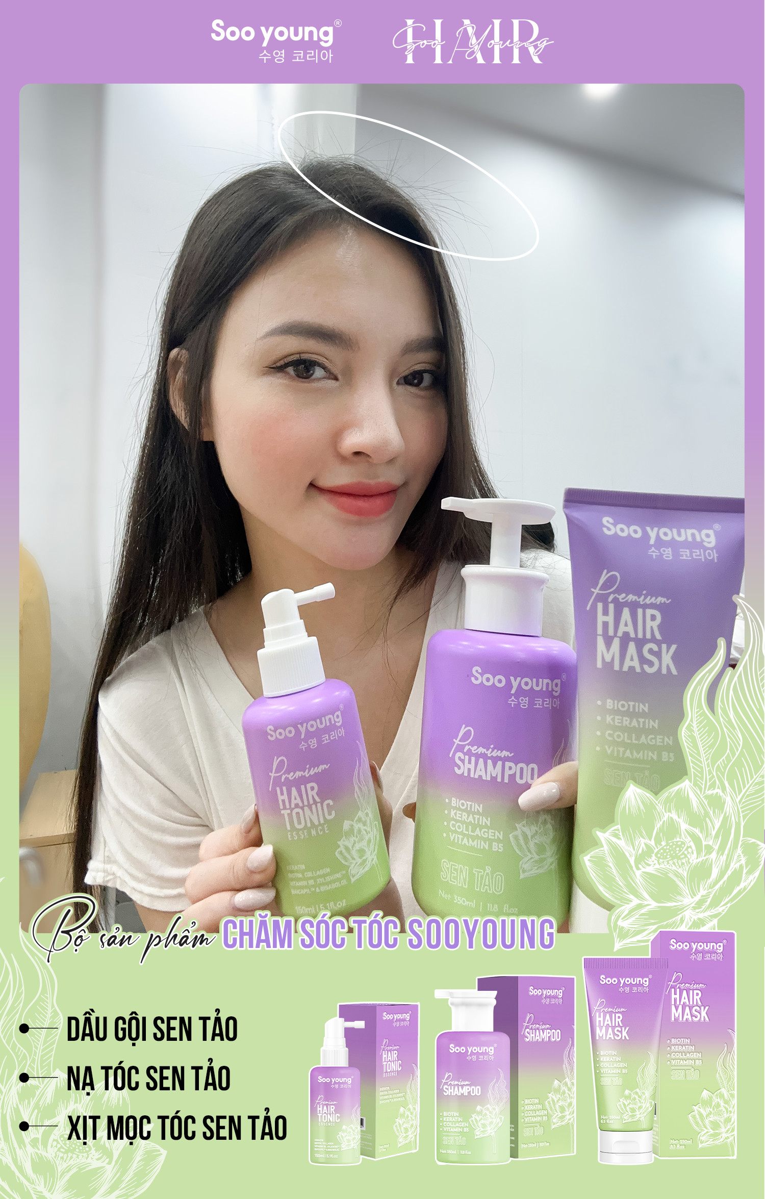 Team mê tóc con đâu bơi hết vô đây nè Combo chăm sóc tóc Sen Tảo Team mê tóc con đâu bơi hết vô đây nè Combo chăm sóc tóc Sen Tảo