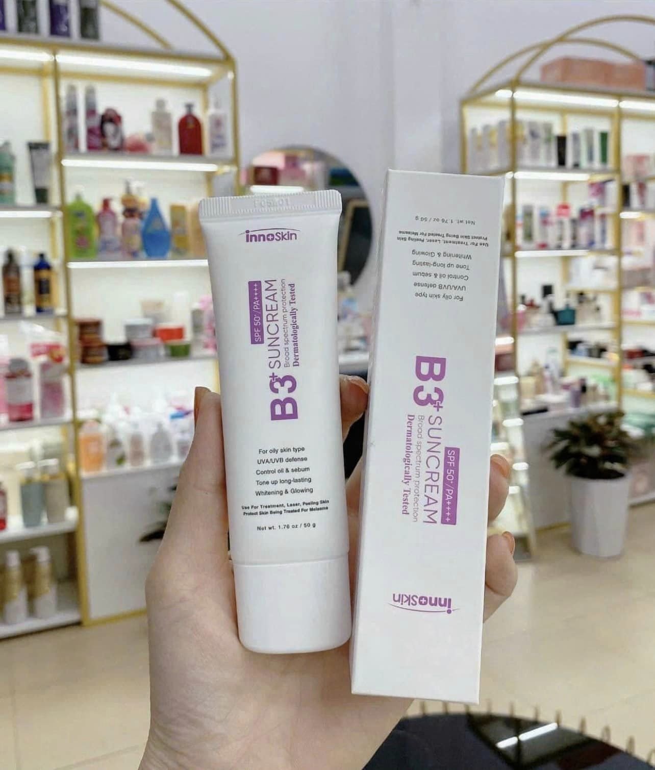 Kem chống nắng B3 InnoSkin Tím mẫu mới nhất dành riêng cho da dầu mụn Kem chống nắng B3 InnoSkin Tím mẫu mới nhất dành riêng cho da dầu mụn