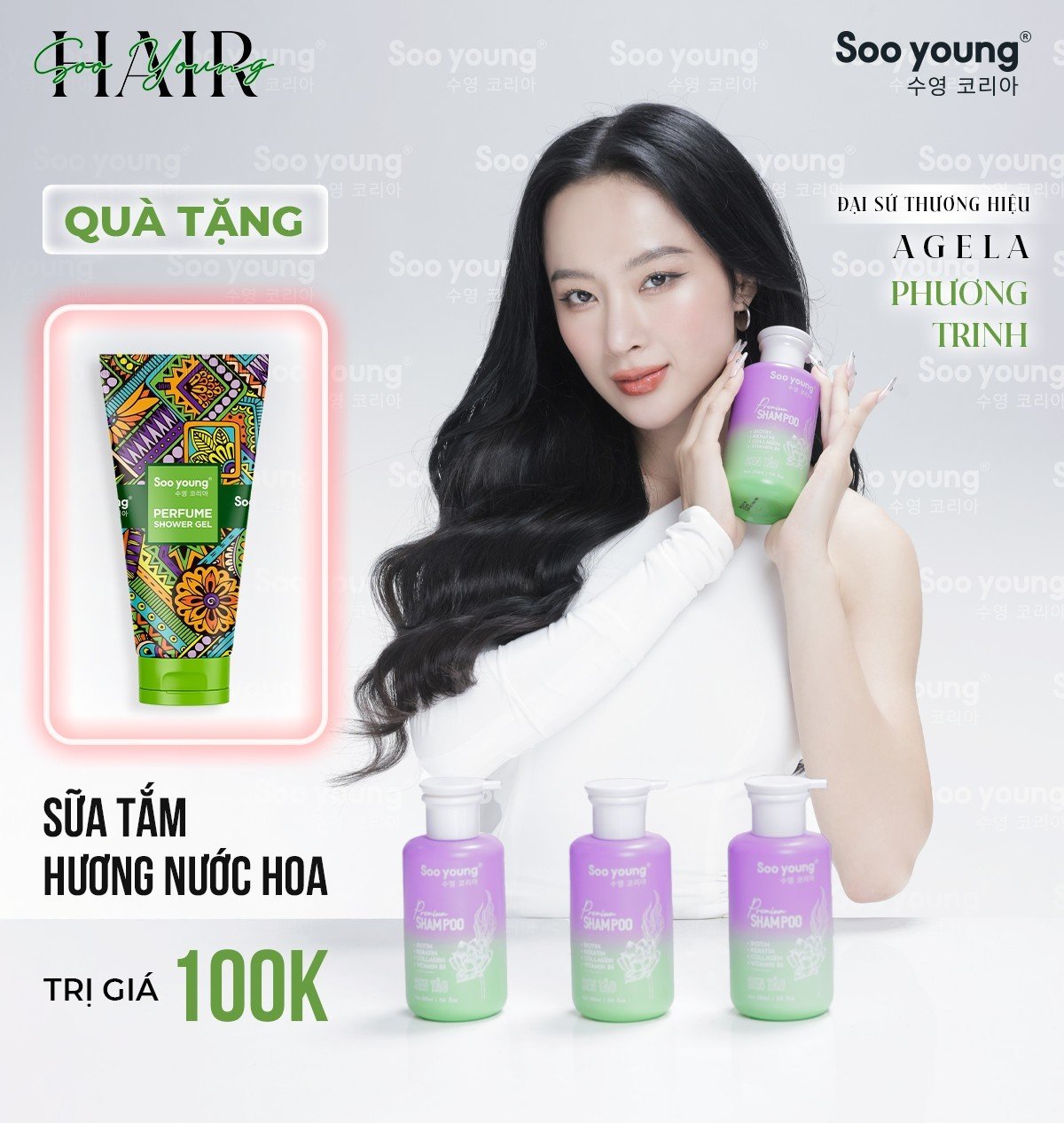 Đại sứ thương hiệu Angela Phương Trinh đồng hành cùng bộ dầu gội Sen Tảo SooYoung Đại sứ thương hiệu Angela Phương Trinh đồng hành cùng bộ dầu gội Sen Tảo SooYoung