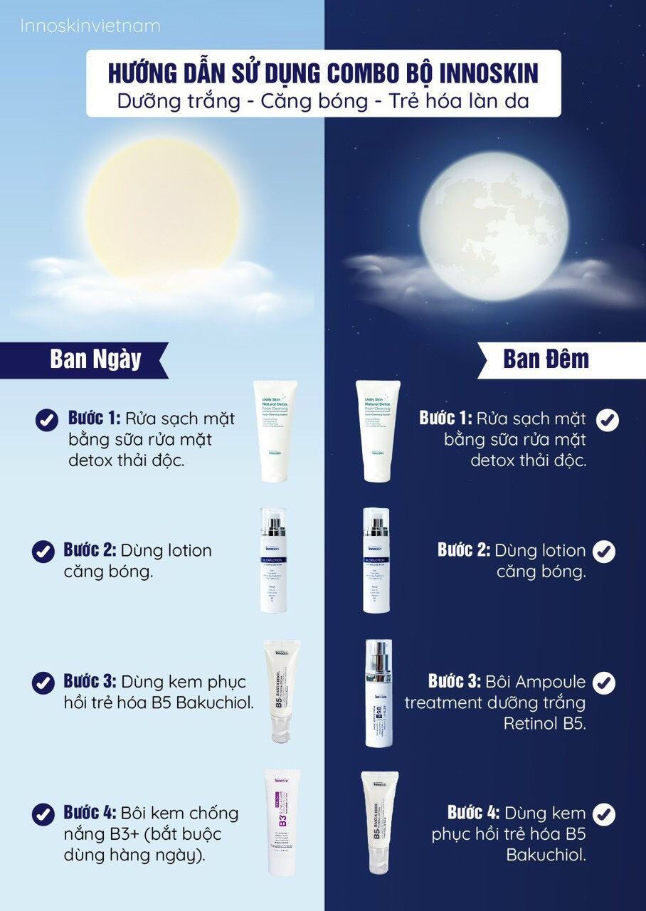Hưỡng dẫn sử dụng sảm phẩm Combo Innoskin Hưỡng dẫn sử dụng sảm phẩm Combo Innoskin
