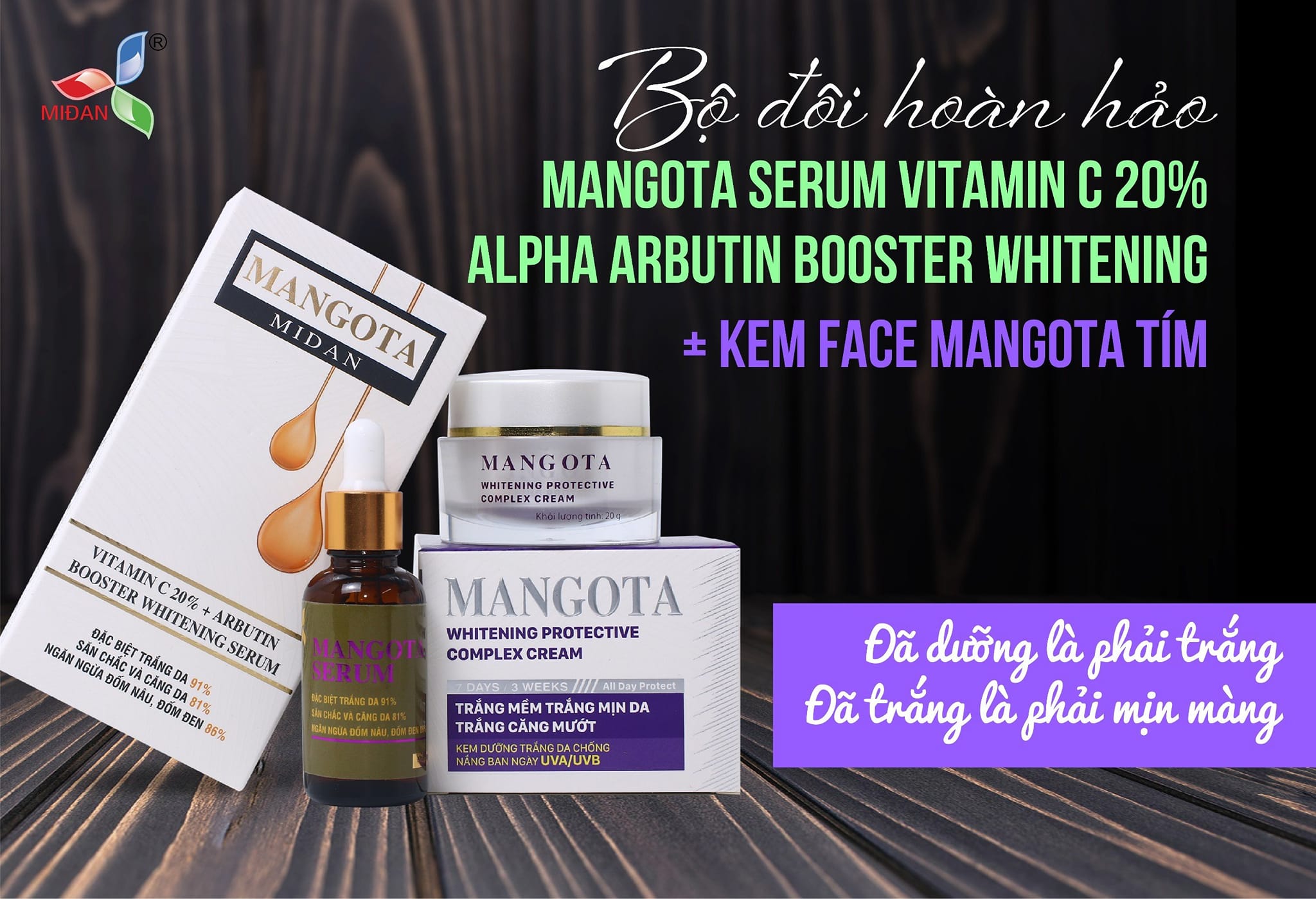 Combo Dưỡng Trắng Serum Mangota và Kem Face Mangota Tím Combo Dưỡng Trắng Serum Mangota và Kem Face Mangota Tím
