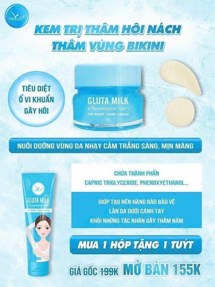 Thâm nách gluta milk vip white mua 1 tặng 1 Thâm nách gluta milk vip white mua 1 tặng 1
