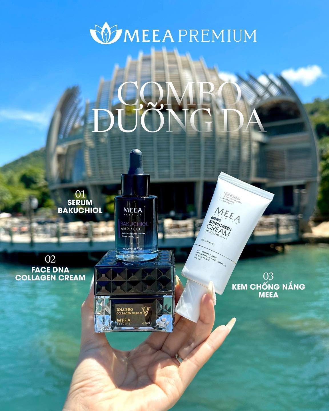 Combo Dưỡng Da Face Cá Hồi DNA Pro V2 + Serum Bakuchiol V2 + Kem Chống Nắng Meea Organic