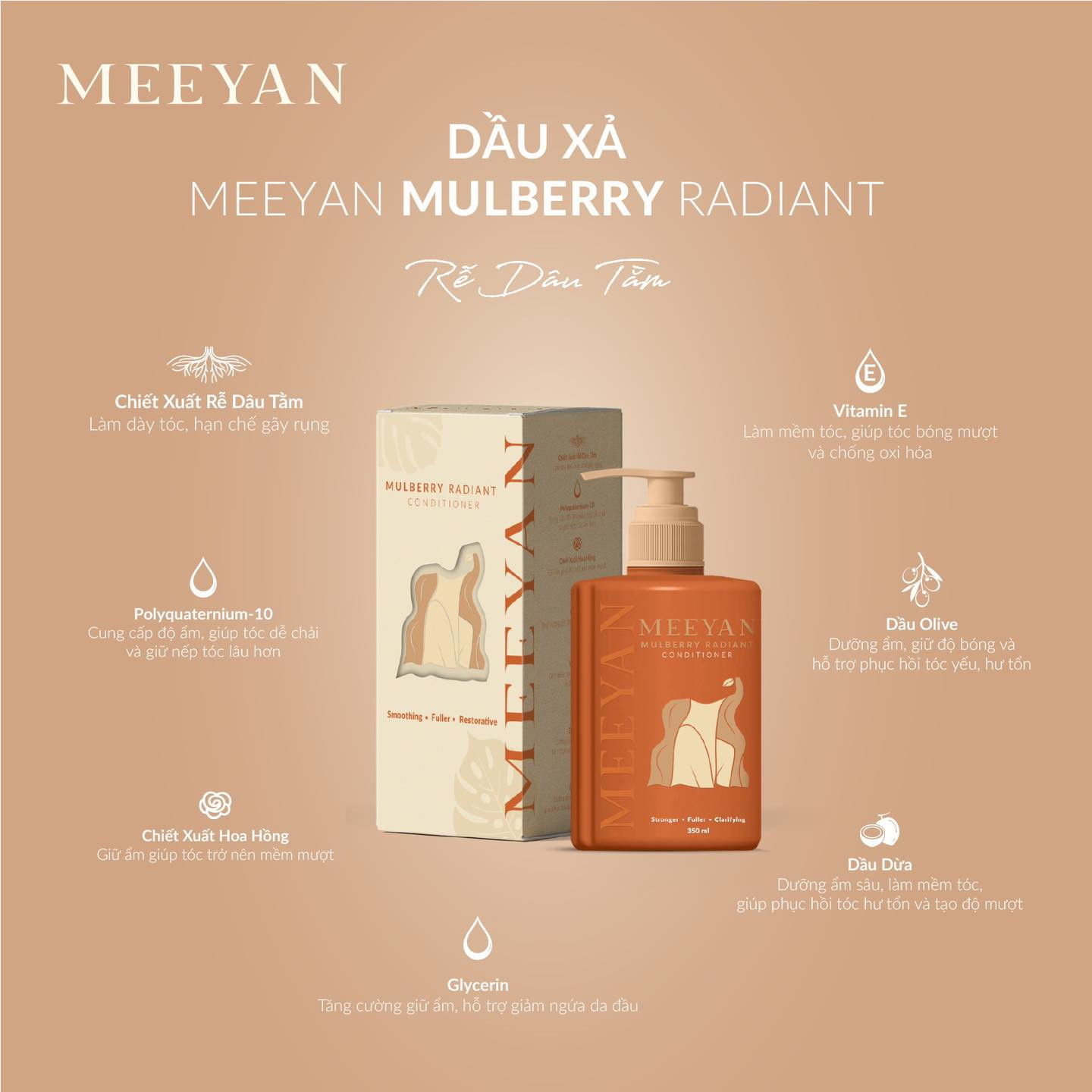 Combo Dầu Gội Xả MEEYAN Chiết Xuất Rễ Dâu Tằm