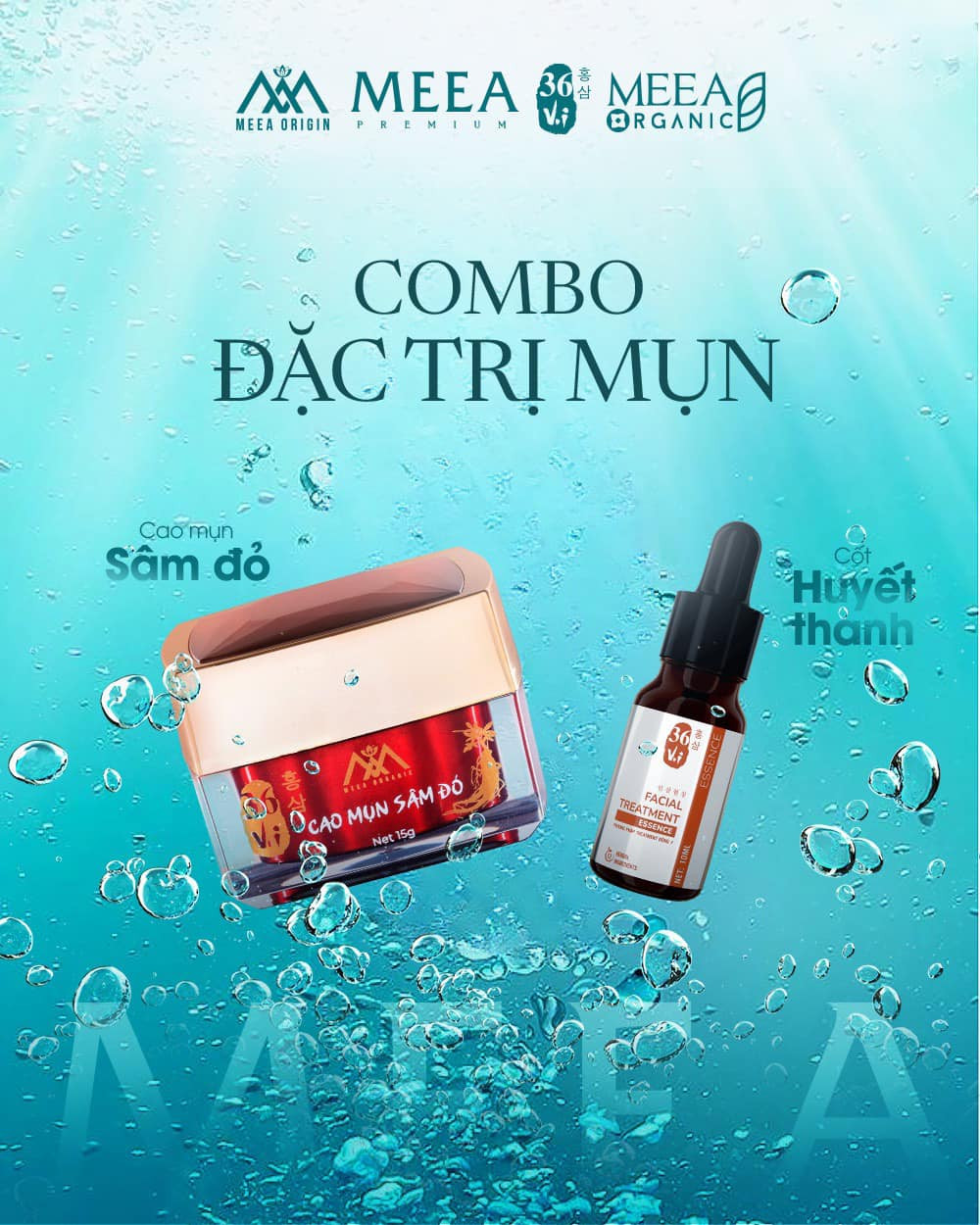 Combo Cao Mụn Sâm Đỏ và Serum Cốt Thảo Dược 36 vị Meea Organic Combo Cao Mụn Sâm Đỏ và Serum Cốt Thảo Dược 36 vị Meea Organic
