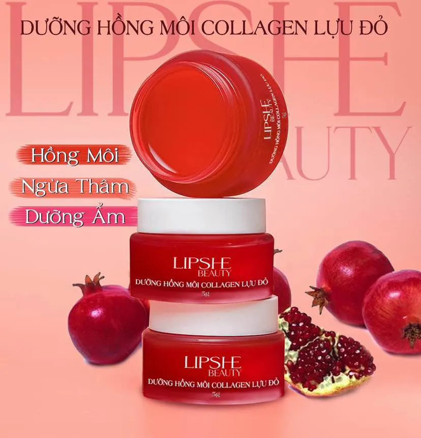 Dưỡng Hồng Môi Collagen Lựu Đỏ LIPSHE Beauty Dưỡng Hồng Môi Collagen Lựu Đỏ LIPSHE Beauty