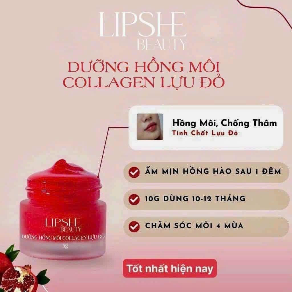 Dưỡng Hồng Môi Collagen Lựu Đỏ LIPSHE Beauty Dưỡng Hồng Môi Collagen Lựu Đỏ LIPSHE Beauty