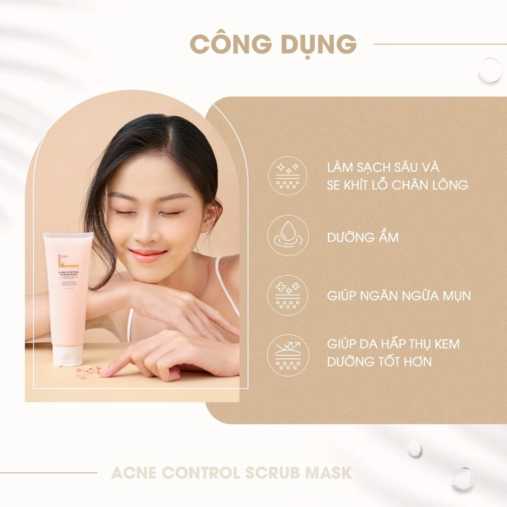 Tẩy tế bào chết da mặt giúp ngừa mụn sáng da The Recovery Acne Control Mask 120ml