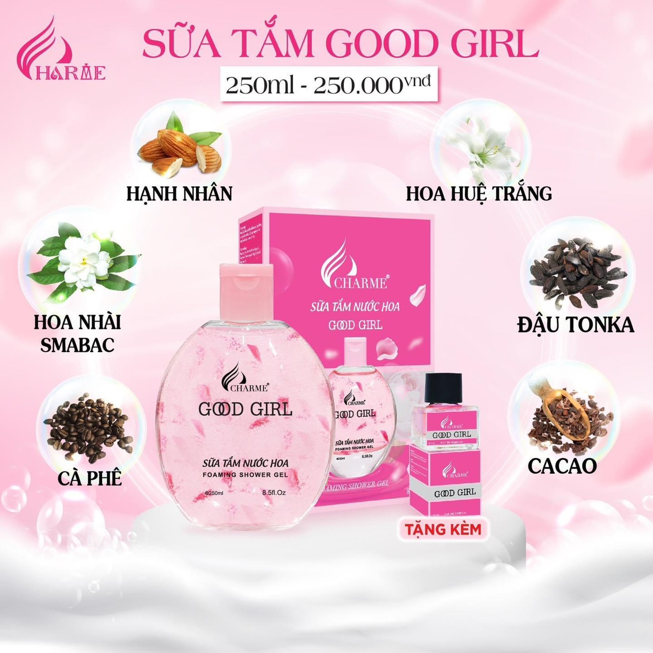 Bùng nổ thị trường mỹ phẩm với sản phẩm đi đầu xu hướng Sữa Tắm Trắng Hương nước hoa CHARME GOOD GIRL Bùng nổ thị trường mỹ phẩm với sản phẩm đi đầu xu hướng Sữa Tắm Trắng Hương nước hoa CHARME GOOD GIRL