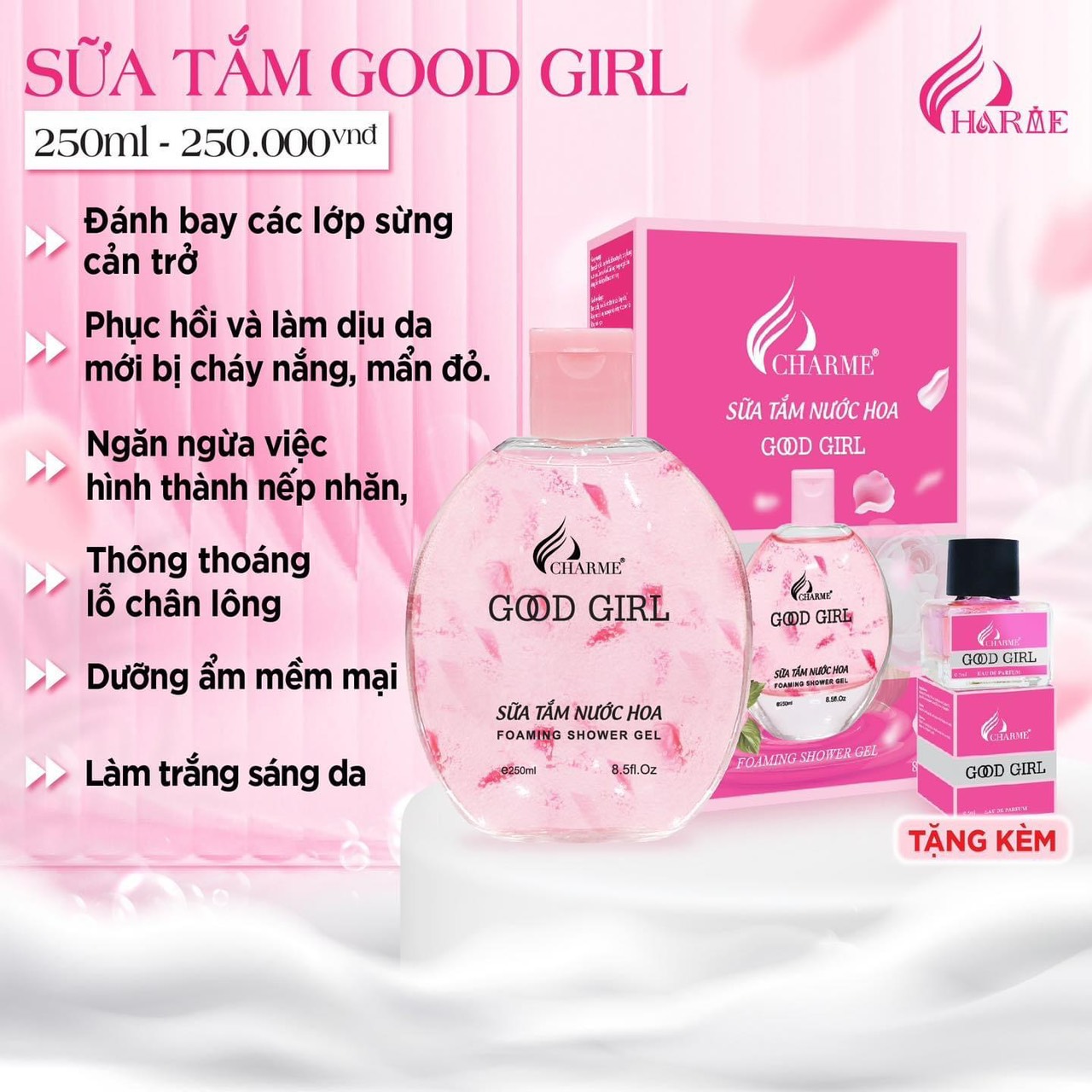 Bùng nổ thị trường mỹ phẩm với sản phẩm đi đầu xu hướng Sữa Tắm Trắng Hương nước hoa CHARME GOOD GIRL Bùng nổ thị trường mỹ phẩm với sản phẩm đi đầu xu hướng Sữa Tắm Trắng Hương nước hoa CHARME GOOD GIRL