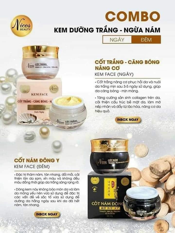 COMBO kem Face cốt Nám Đông ý NiCos và kem cốt Trắng nâng cơ Nicos Beauty