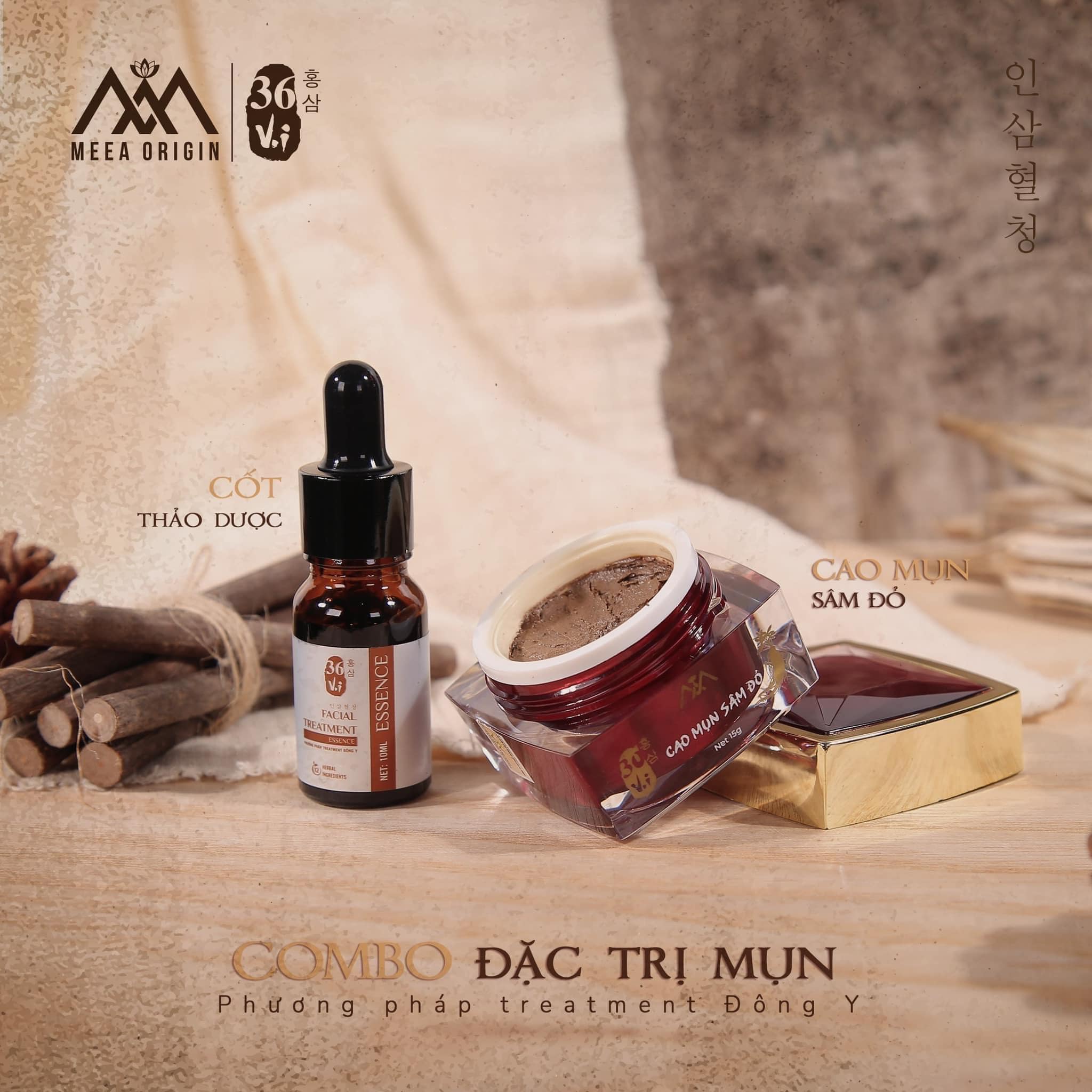Combo Cao Mụn Sâm Đỏ và Serum Cốt Thảo Dược 36 vị Meea Organic Combo Cao Mụn Sâm Đỏ và Serum Cốt Thảo Dược 36 vị Meea Organic