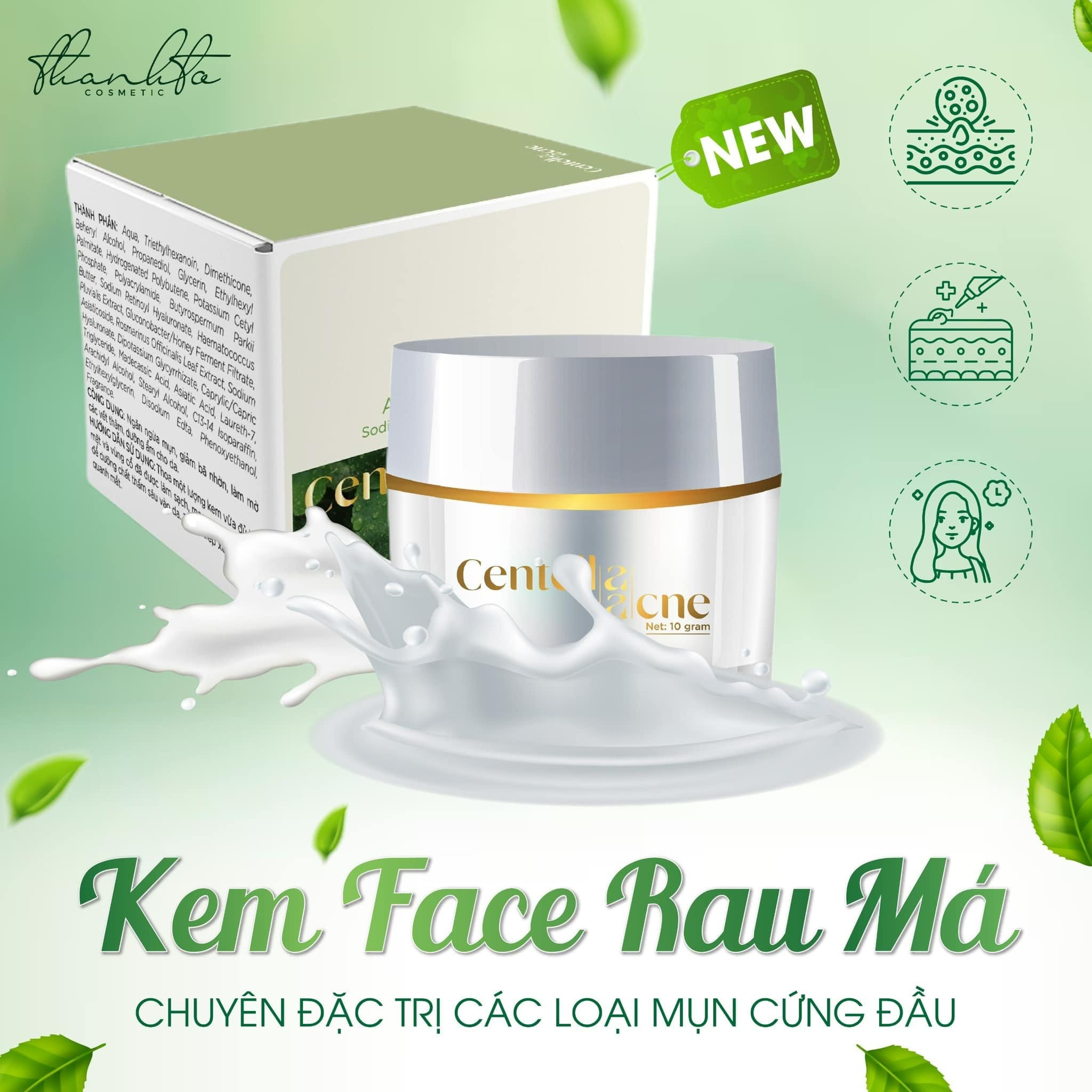 Kem Face Mụn Rau Má Jiuhe Centella Acne Thanh Tô Cosmetics 10g