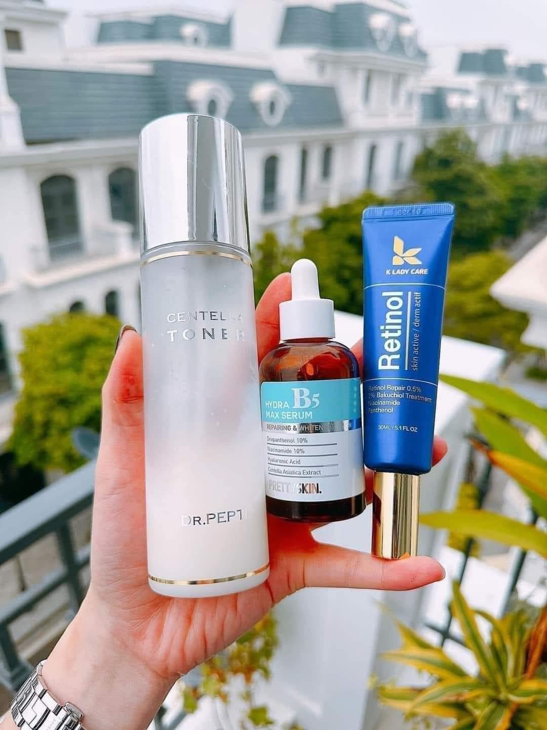 Bộ 3 về bao nhiêu cũng hết Toner pepti - Retinol k lady care - Serum b5 prettyskin Bộ 3 về bao nhiêu cũng hết Toner pepti - Retinol k lady care - Serum b5 prettyskin