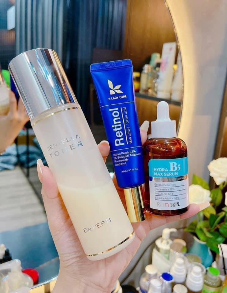 Bộ 3 về bao nhiêu cũng hết Toner pepti - Retinol k lady care - Serum b5 prettyskin
