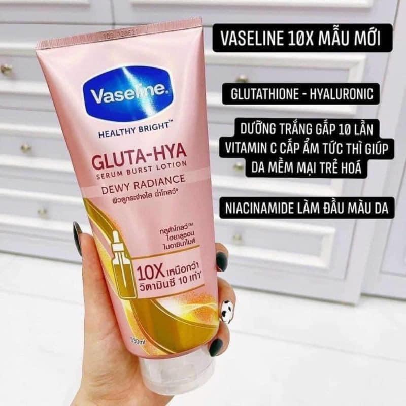 Dưỡng thể kích trắng Vaseline 10x 1 tuýp 320ml to vật vã Dưỡng thể kích trắng Vaseline 10x 1 tuýp 320ml to vật vã