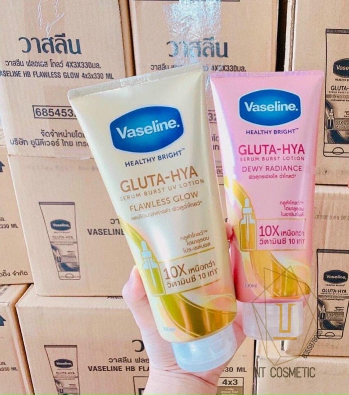 Dưỡng thể kích trắng Vaseline 10x 1 tuýp 320ml to vật vã Dưỡng thể kích trắng Vaseline 10x 1 tuýp 320ml to vật vã