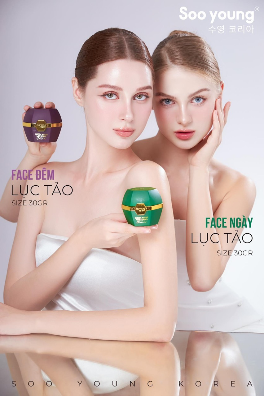 Dậy sóng với bộ đôi kem Face Lục Tảo Soo Young Korea Dậy sóng với bộ đôi kem Face Lục Tảo Soo Young Korea