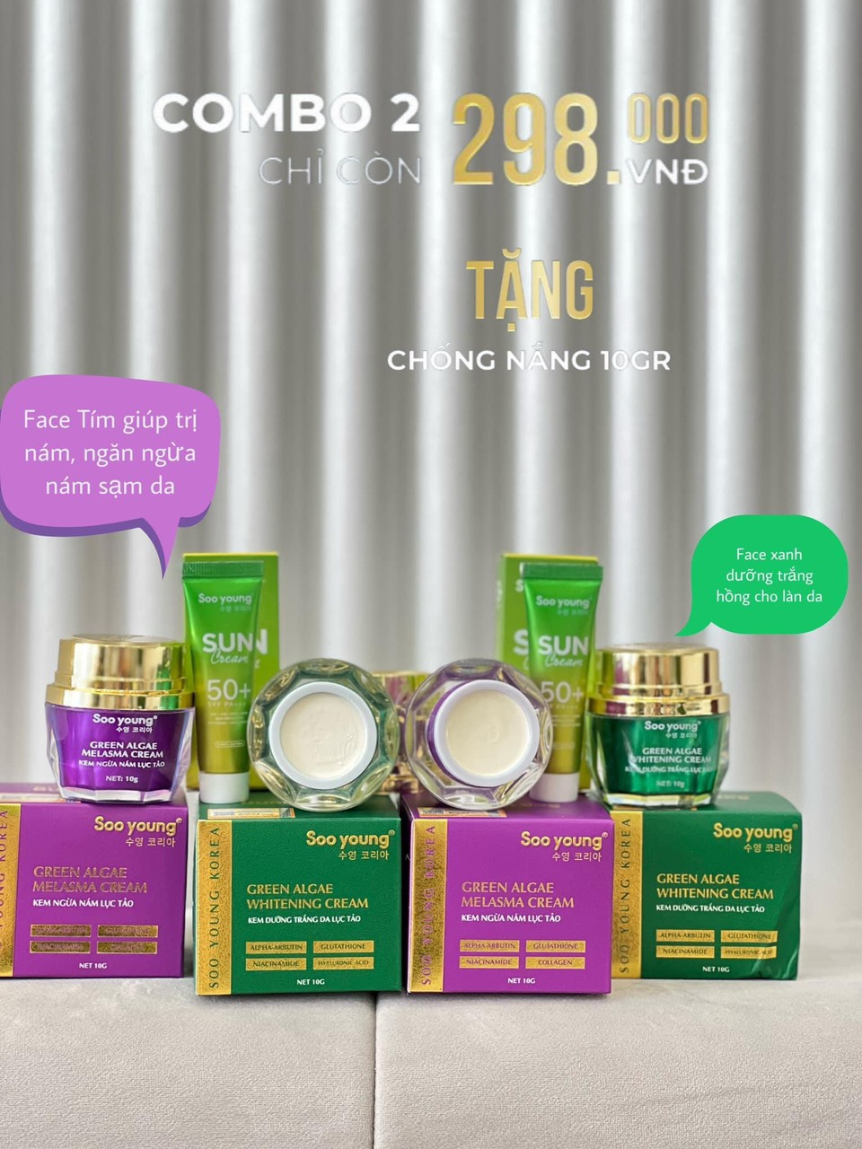 Combo Face Lục Tảo dưỡng trắng da toang diện Combo Face Lục Tảo dưỡng trắng da toang diện
