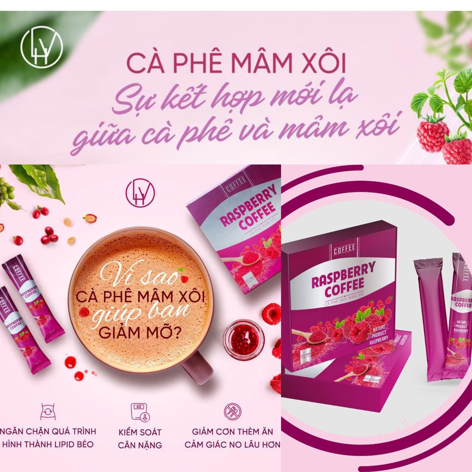Cà Phê Mâm Xôi Giảm Cân Raspberry Coffee 15 gói