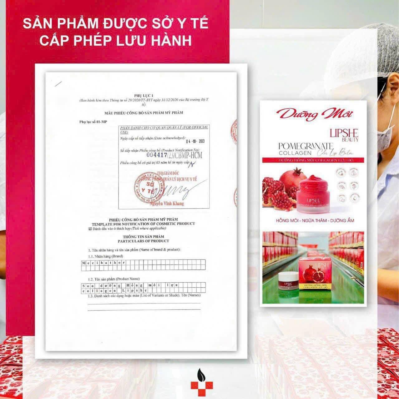 Dưỡng Hồng Môi Collagen Lựu Đỏ LIPSHE Beauty Dưỡng Hồng Môi Collagen Lựu Đỏ LIPSHE Beauty